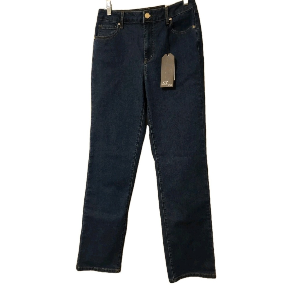 1822 Denim Baggy Jeans Women's Size 6 Blue Denim Straight Stretch 5 Pocket Soft